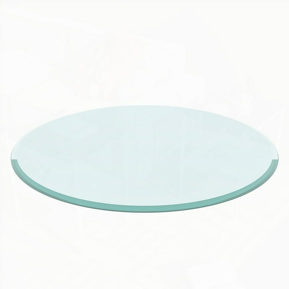 28" Inch Round High-Quality Tempered Glass Table Top with 1/2" Inch Thick Beveled Polished Edge