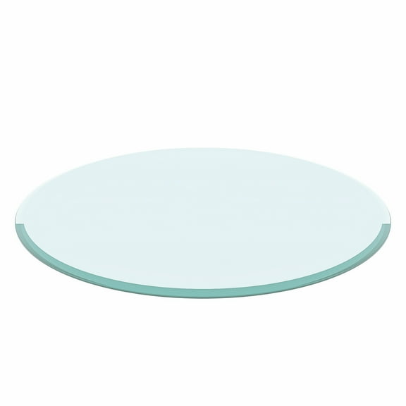 28" Inch Round Tempered Glass Table Top, Clear Glass 1/2" Inch Thick Beveled Polished Edge, Useful for Replacement, Tabletop Protector, Patio, Dining, Coffee, Desks