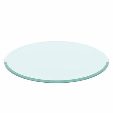 28 Inch Round Tempered Glass Table Top Clear Glass 1/2" Inch Thick Beveled Polished Edge