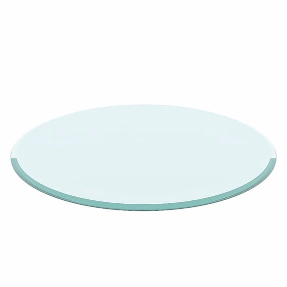28 Inch Round Tempered Glass Table Top Clear Glass 1/2" Inch Thick Beveled Polished Edge