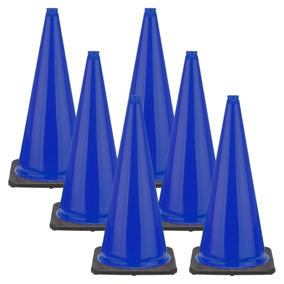 28 Inch Traffic Blue Traffic Cones (6 Pk)