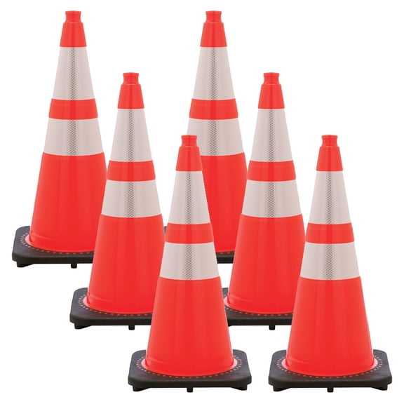 28 Inch Traffic Orange Reflective Traffic Cones (6 Pk)
