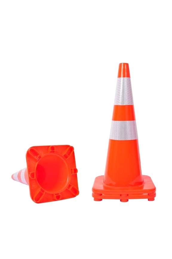 28 Inch Traffic Safety Cones with Reflective Collars, PVC Orange Construction Cones for Home Road Parking Use,2 PACK