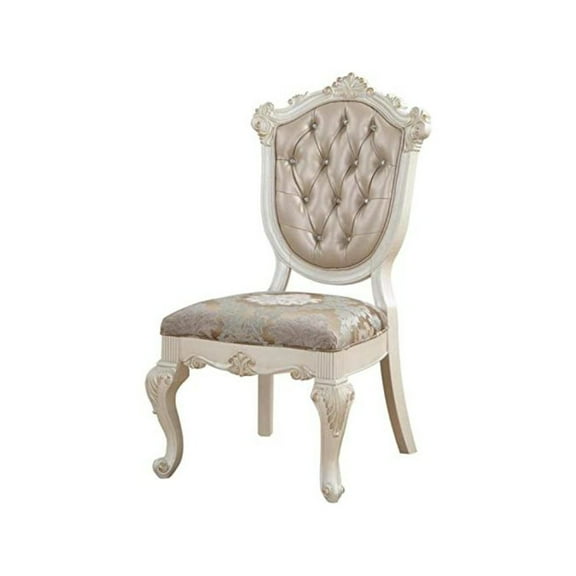 ACME Chantelle Dining Side Chair in Rose Gold and Pearl White Set of 2
