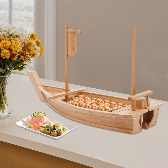 28 Inch Wooden Sushi Boat Serving Tray Sushi Plate for Restaurant Parties Use