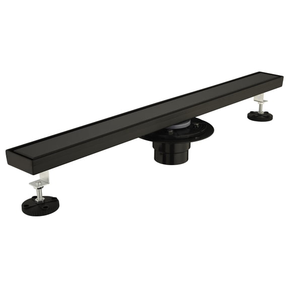 28 Inches Linear Shower Drain with Removable Cover, 304 Stainless Shower Drain Included Hair Strainer and Leveling Feet, Flange