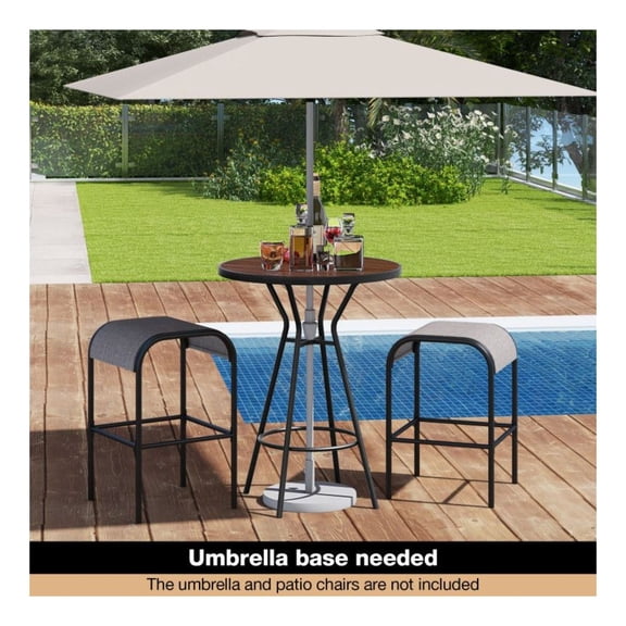 28 Inches Outdoor Bar Table with Wood-Like for Backyard Garden as show