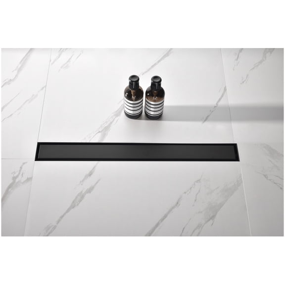 28 Inches Shower Drain with Removable Cover, 304 Stainless Shower Drain Included Hair Strainer and Leveling Feet