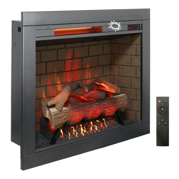 28" Infrared Electric Fireplace with Removable Trim Kit Insert, Touch Panel, Smokeless Firebox with Fire Crackling Sound
