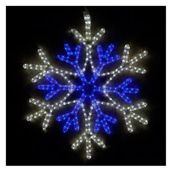 28" LED Snowflake Christmas Lights - Outdoor Snowflake Decoration - Blue/Cool White - 36 Point Star - Holiday & Party Lighting 28" 36 Point Star Center Snowflake, Blue/Cool White Led