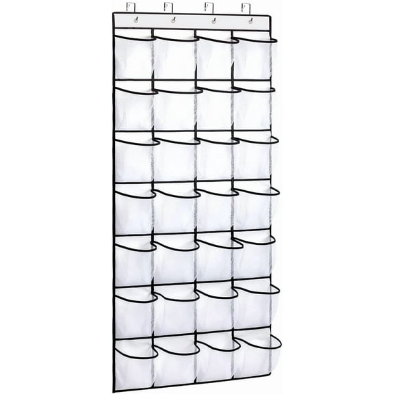 28 Large Pocket Over the Door Shoe Organzier, Hanging Shoe Rack for Door Large Capacity Shoe Organizer Holder with 4 Metal Hooks
