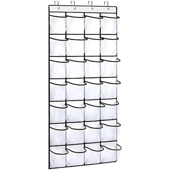 28 Large Pocket Over the Door Shoe Organzier, Hanging Shoe Rack for Door Large Capacity Shoe Organizer Holder with 4 Metal Hooks.
