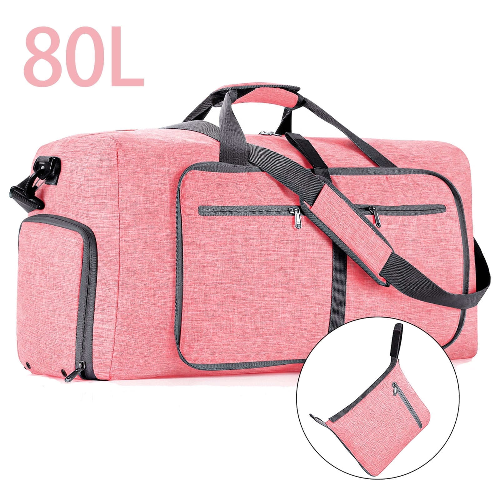 XUEYU 28" Large Travel Duffle Bag for Men, 80L Foldable Travel Duffel Bag with Shoes Compartment, Overnight Bag for Men Women Waterproof, Travel Bag for Traveling Camping Touring, Pink