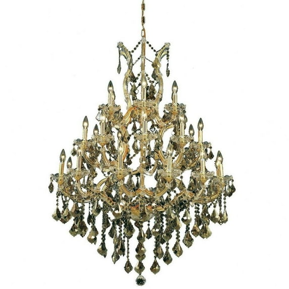 28 Light Chandelier-52 inches Tall and 38 inches Wide-Golden Teak Crystal Color-Gold Finish Bailey Street Home 390-Bel-5047924