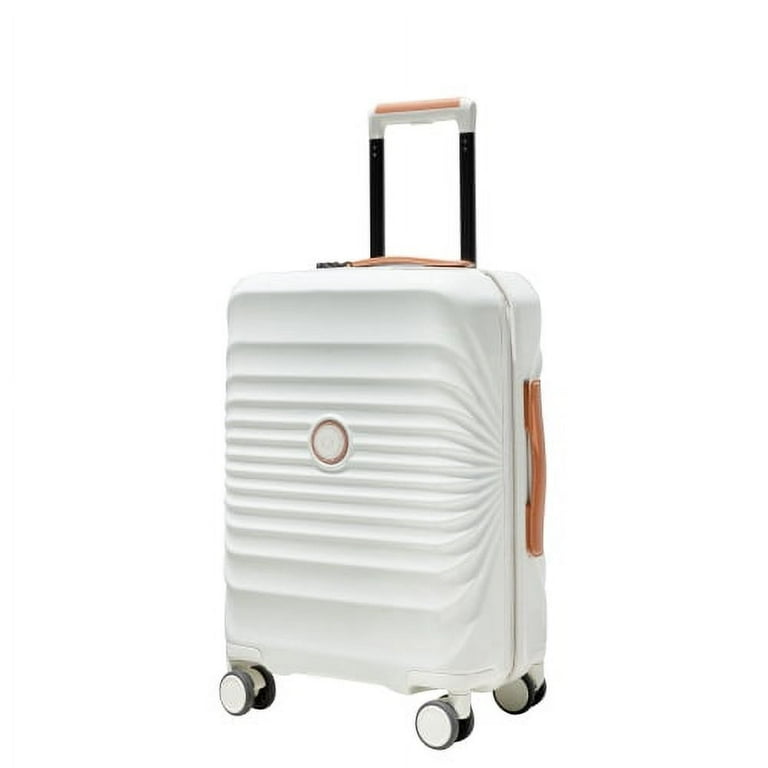 28 Lightweight Luggage with TSA Lock USB Port Wheel Lock Spinner Wheels Creamy White