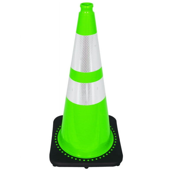 28" Lime JBC Traffic Cone with Reflective Collars