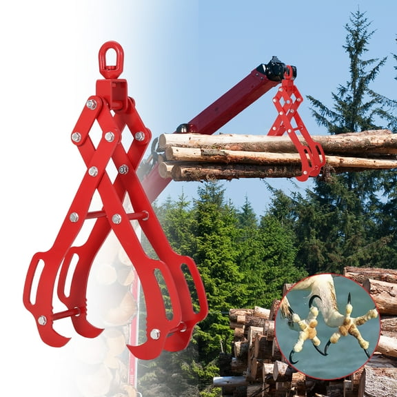 28" Log Lifting Tongs, 4 Claw Logging Tongs for Efficient Log Handling, Heavy-Duty Steel Log Grapple, Logging Tongs, Grapple, Log Grapple, Grapple Hook, Log Lifter for Tractors, ATVs, Trucks