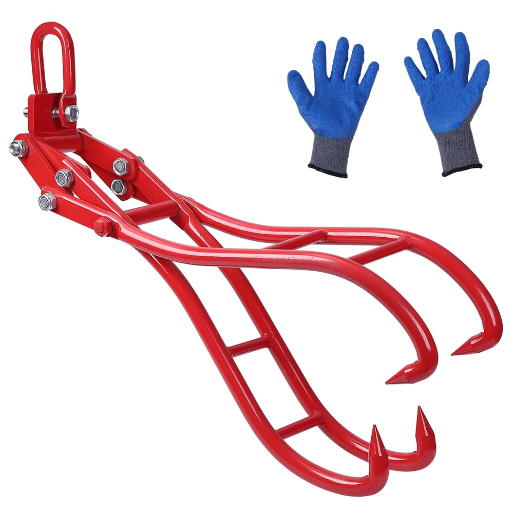 28" Log Lifting Tongs With 1 Pair Gloves Heavy Duty 4 Claws Felled