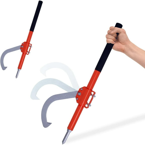 28" Log Peavey - Carbon Steel Log Peavey for Separating Stacked Firewood with Rubber Grip Handle & Fully Adjustable Hook - Perfect Peavey Log Tool for Loggers. Sawyers & Wood Workers