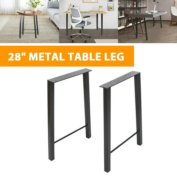 HECASA 28" Metal Table Legs,Desk Legs, Furniture Legs, Bench Legs, 28"H20"W, Set of 2, Heavy Duty Black