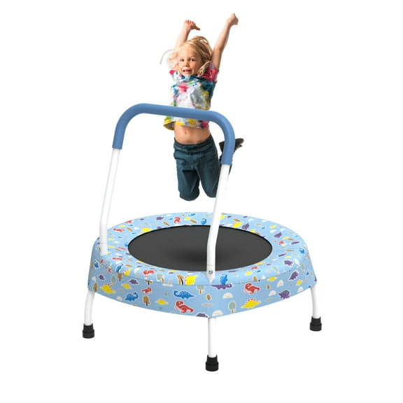 28" Mini Trampoline for Kids with Handle, Toddler Trampoline, Exercise Rebounder with Foam Handle, Indoor Trampoline, Kids Mini Trampoline, Small Rebounder Trampoline for Indoor and Outdoor Use