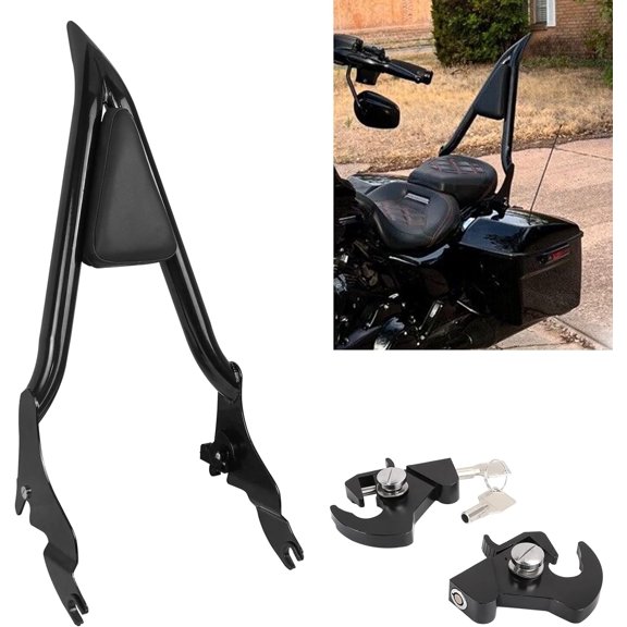 28" Motorcycle Rear Passenger Backrest Sissy Bar With Pad Locked Rotary Docking Latches Clips With Keys Compatible With For Touring Road King Road Glide Street Glide Electra Glide 2009-2023