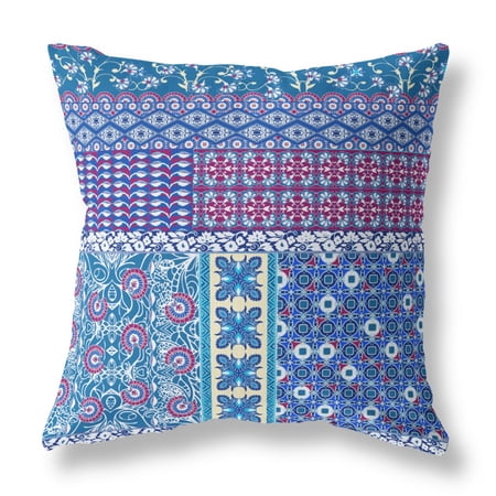 28â€ Navy Plum Patch Indoor Outdoor Throw Pillow