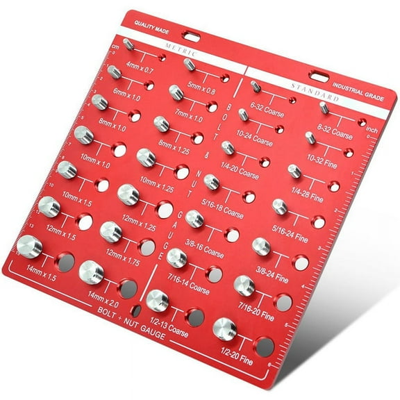 28 , Nut and Bolt , Bolt Size , Standard Ruler with Inches and Centimeters on Both Sides