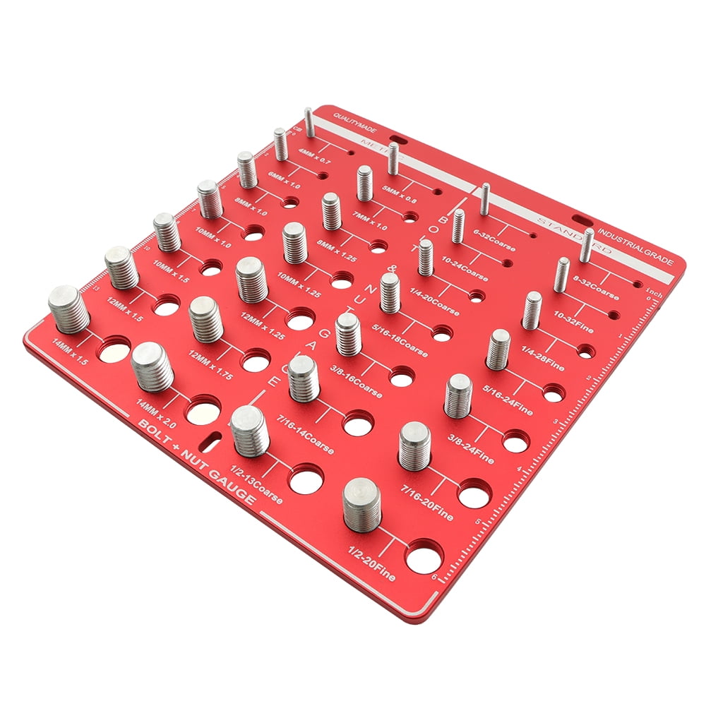 28 Nut and Bolt Thread Checker,14 Metric & 14 Standard Sizes
