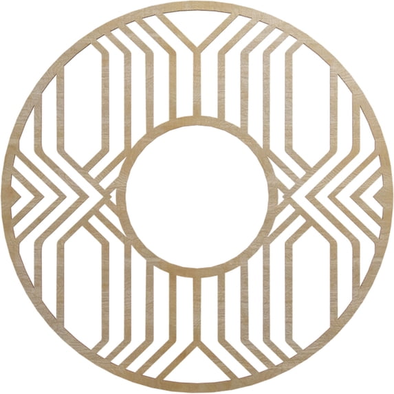 28"OD x 10 1/4"ID x 1/4"T Empire Wood Fretwork Pierced Ceiling Medallion, Birch