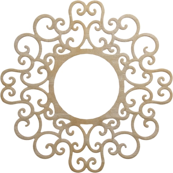28"OD x 10 3/4"ID x 3/8"T Reims Wood Fretwork Pierced Ceiling Medallion, Birch