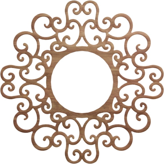 28"OD x 10 3/4"ID x 3/8"T Reims Wood Fretwork Pierced Ceiling Medallion, Walnut