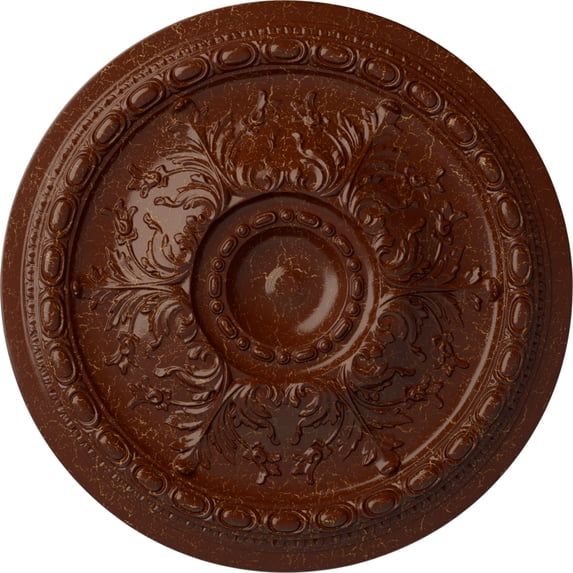 28"OD x 2 3/4"P Stockport Ceiling Medallion (Fits Canopies up to 6 1/4"), Hand-Painted Burnished Mahogany Crackle