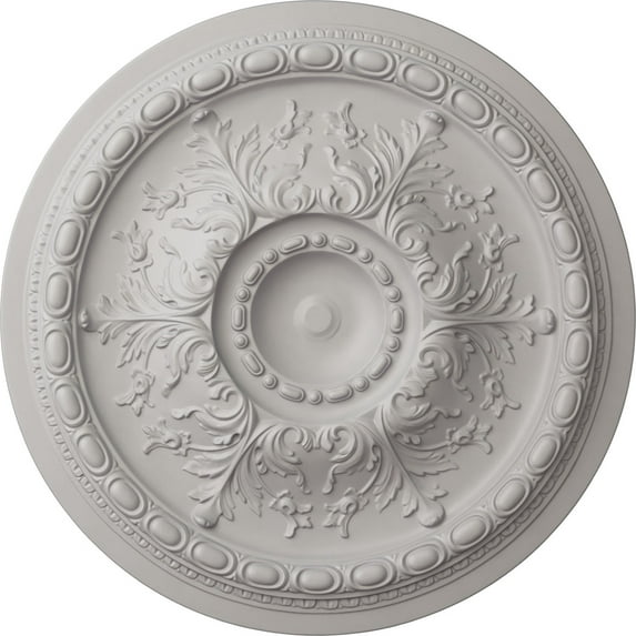 28"OD x 2 3/4"P Stockport Ceiling Medallion (Fits Canopies up to 6 1/4"), Hand-Painted Ultra Pure White