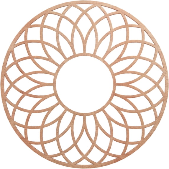 28"OD x 9 5/8"ID x 3/8"T Cannes Wood Fretwork Pierced Ceiling Medallion, Cherry