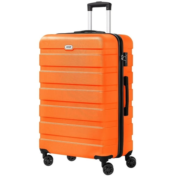 Luggage PC ABS Lightweight Suitcase with Wheels TSA Lock Hardshell Checked-Large Luggage 28 inch Orange