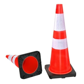 Chery Industrial 28" Orange Traffic Cones with 2 Reflective Collars and Weighted Base Construction Road Parking Safety Cone,Used for Traffic Control, Driveway Road Parking (2Pack)