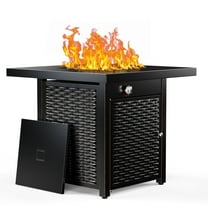 Philergo 28" Outdoor Propane Fire Pit Table with Lid, 60,000 BTU Gas Fire Pit for Patio Garden Party