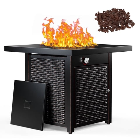 Philergo 28.2" Outdoor Propane Fire Pit Table with Lid, 62,000 BTU Gas Fire Pit for Patio Garden Party