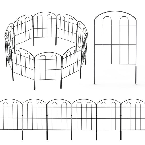 Oumilen 28 Pcs Decorative Garden Fence, 24" (H) x 30FT (L) Metal Patio Ground Fence Outdoor