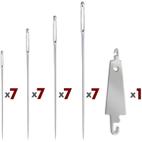 28 PCS Large Eye Sharp Sewing Needles 1.5-2.5 in - Stainless Steel Hand Quilting Needles Four Sizes in a Handy Storage Tube