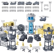 28 PCS Military Base Toys Set Including Army Vehicles, Aircraft, Tanks, Army Men Action Figures, Watchtower and Military Combat Toys for Kids