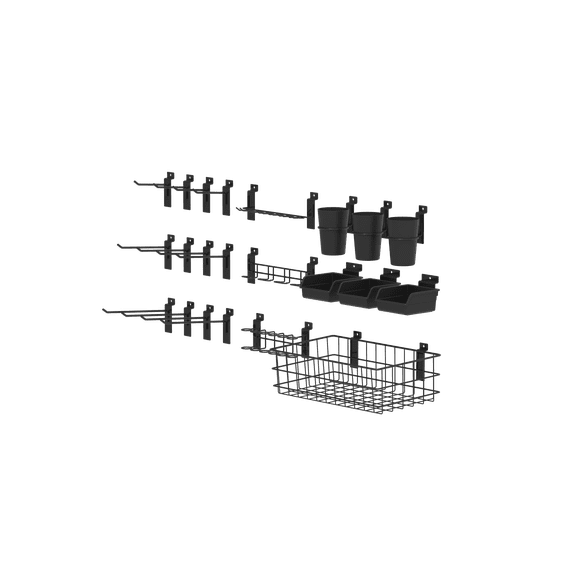 Hyper Tough 28-Piece Slatwall Accessories Organizer Kit for Garage, Workshop, and Utility Space