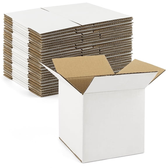 , 28 Pack 5x5x5 Shipping Boxes for Coffee Mugs, Candles, Gifts Mailing, Packaging, Storage - 5x5 Corrugated Cardboard Box, White