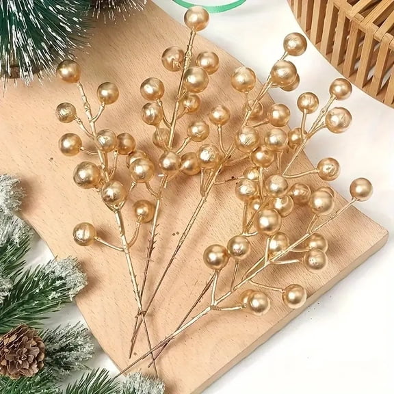 28 Pack 8-Inch Artificial Berry Branches Fake Holly Stems for Holiday DIY Decor