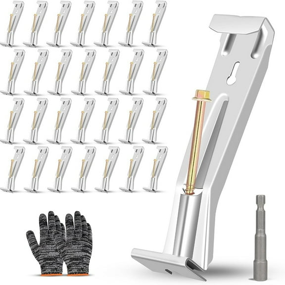 28-Pack Concealed Gutter Brackets, Sturdy Rain Gutter Brackets with Screws and Clamps for K-Type Vinyl Gutters