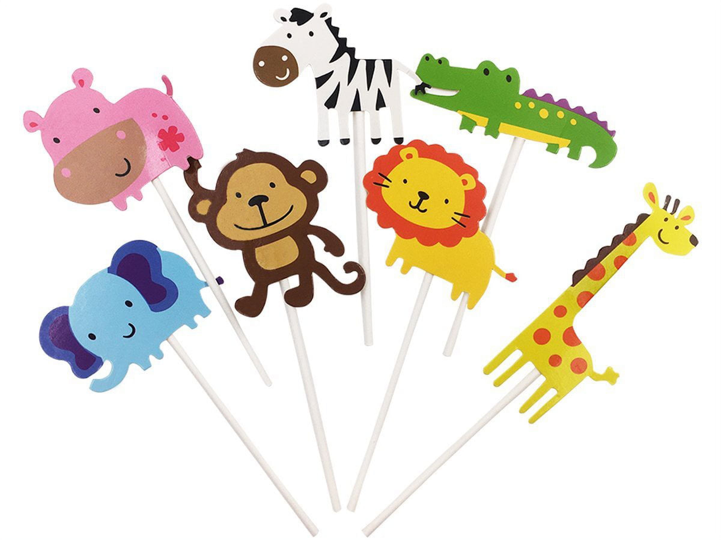 28Pack Cute Zoo animal Cupcake Toppers Picks,Jungle Animals Cake