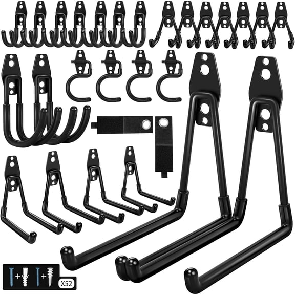 28 Pack Garage Hooks Heavy Duty - Garage Storage and Organization Ladder Hooks with Non Slip PVC Coating for Hanging Bike，Ladder，Garden Tools，Hose