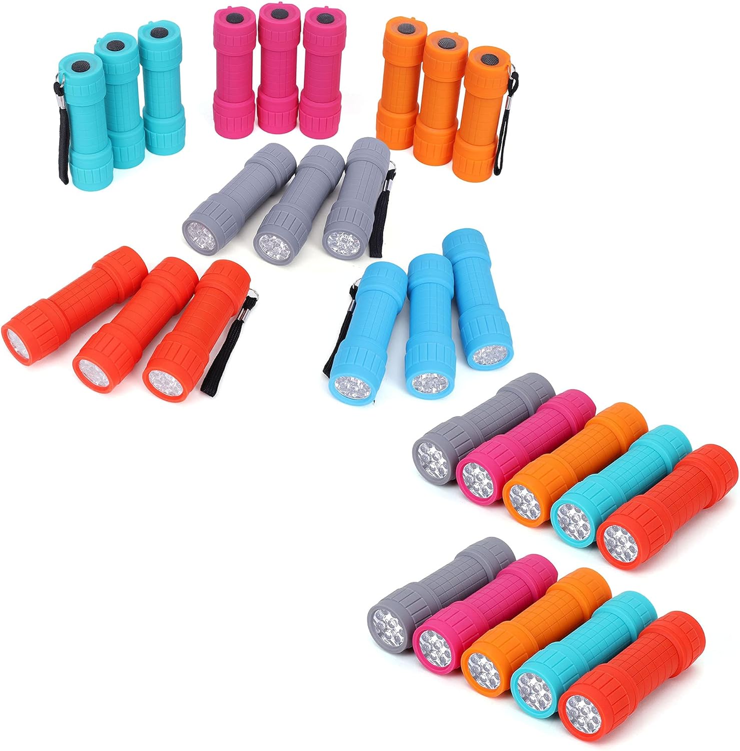28-Pack Mini Flashlight Set, 9-LED AAA Batteries are Included and Pre ...