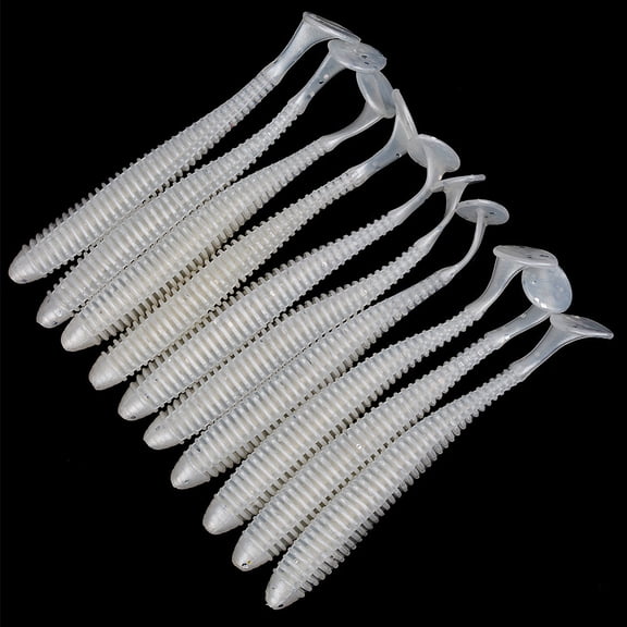 28-Pack Swim Bait, 4in Swimbait, Trout, Crappie, Walleye, or Bass Paddle Tail Lure, Freshwater or Saltwater Fishing Lures White 4 inch 28 pack